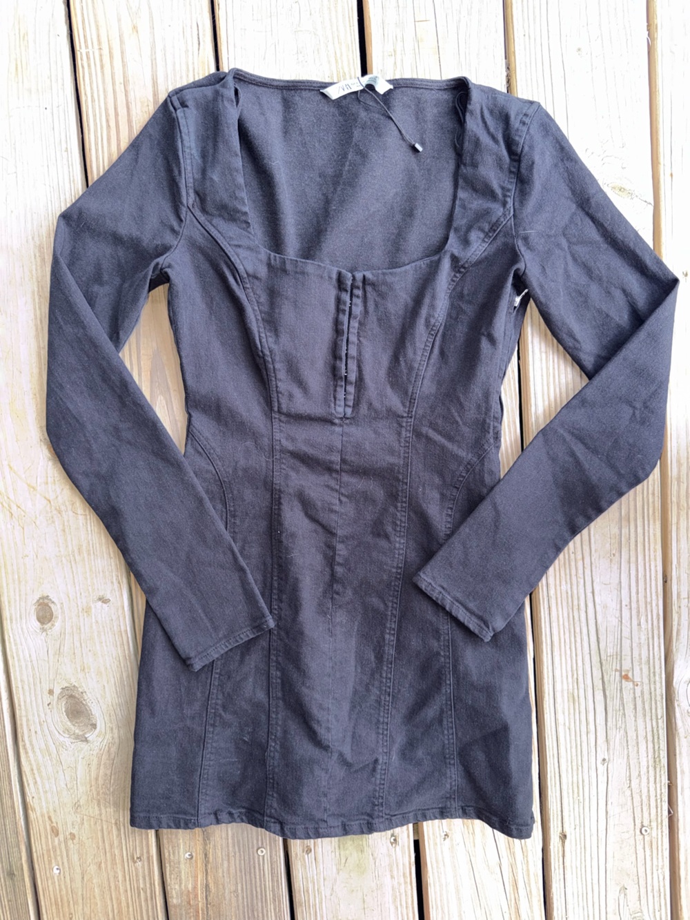 Zara Black Long Sleeve Fitted Tunic Dress